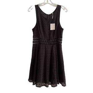 NWT Free People Black Lace Sleeveless Dress with Peek a Boo Waistline. Size 8